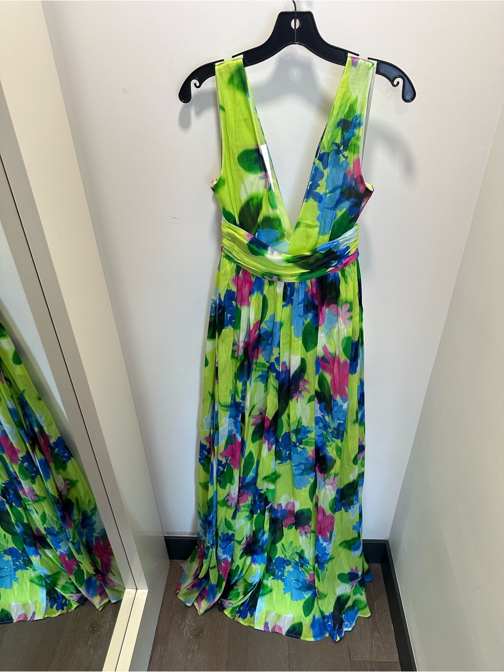 As It May V-Neck Lime Multi Floral Maxi Dress - Picture 5 of 6